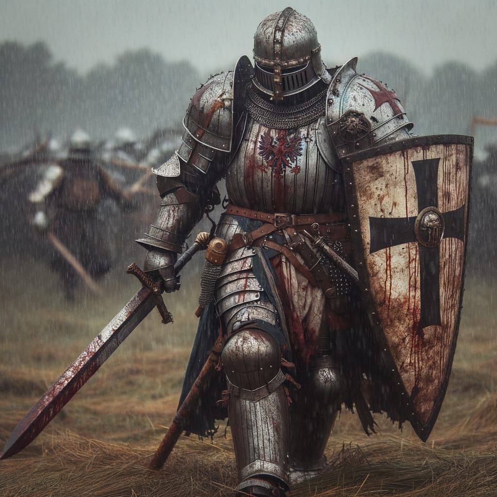 Grim Prussian Knight Battles On Through the Rain