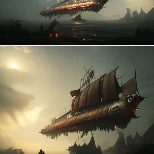 Fantasy Pirate Airship Concept Art
