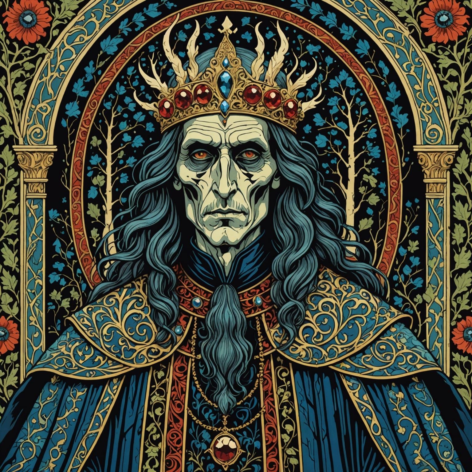 Lich Kaiser Portrait in Art Nouveau Folk Style