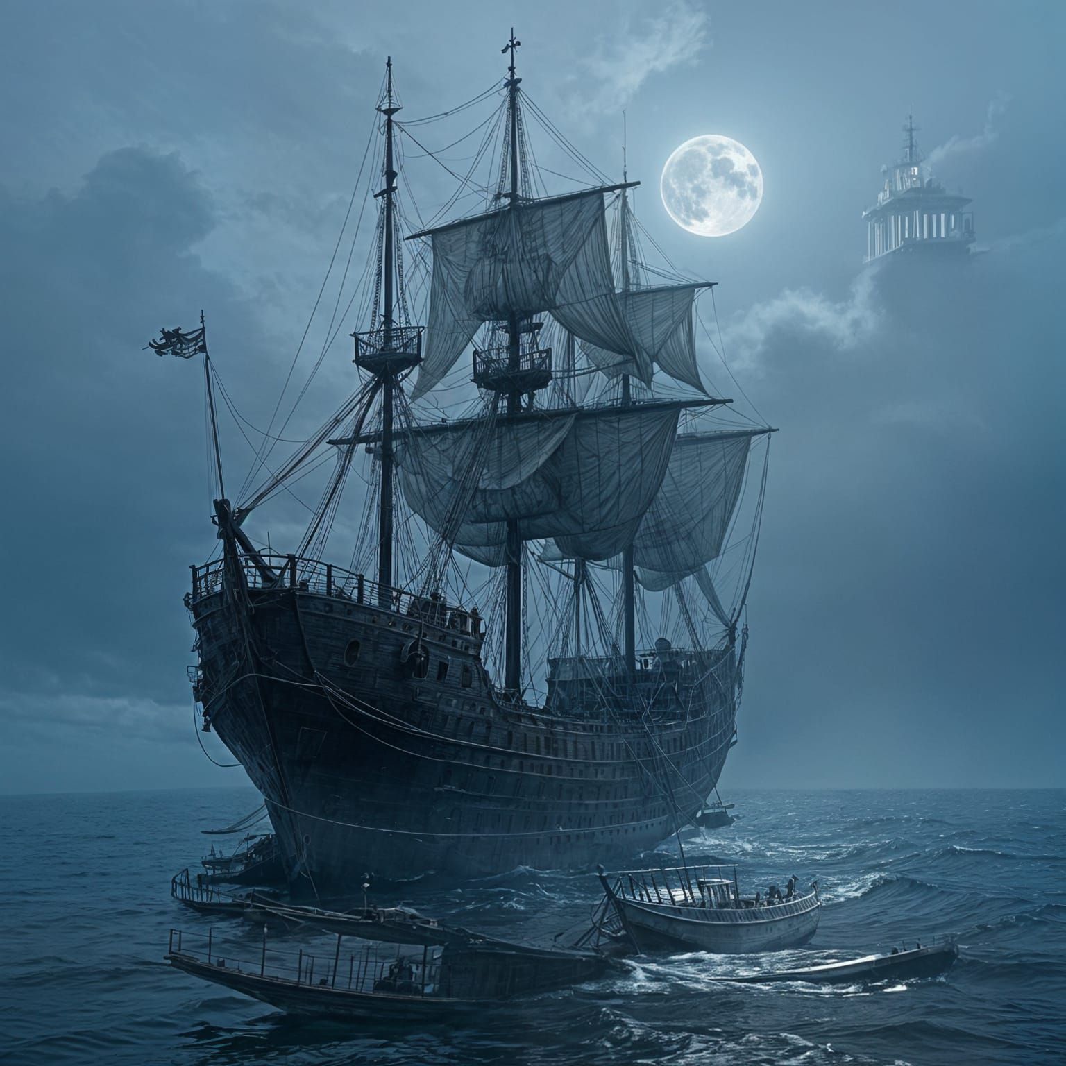 Ethereal Ghost Ship Crafted from Wire