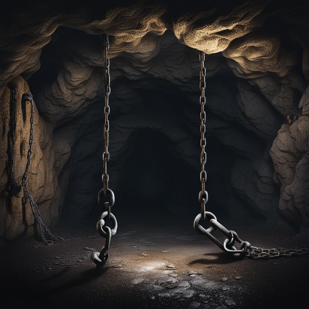 Gloomy Cave with Shackles and Chains