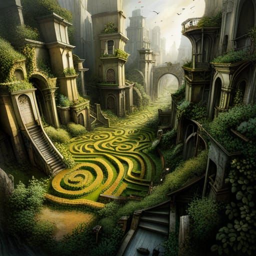 War-Torn City Labyrinth: Post-Apocalyptic Concept Art