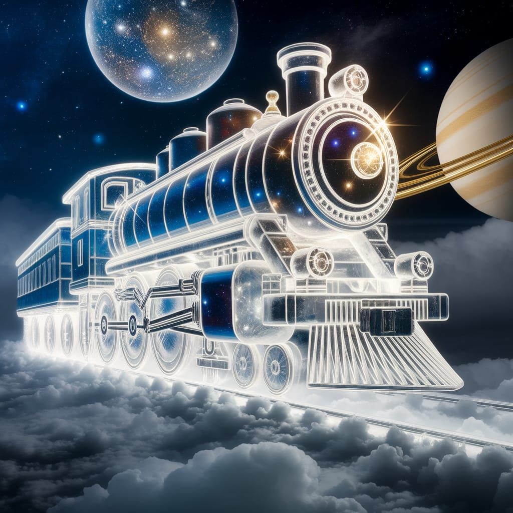 Icesculpture Locomotive Thundering Through the Universe