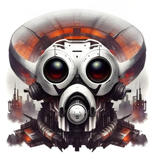 Surreal Alien Double Exposure in Dystopian Cityscape