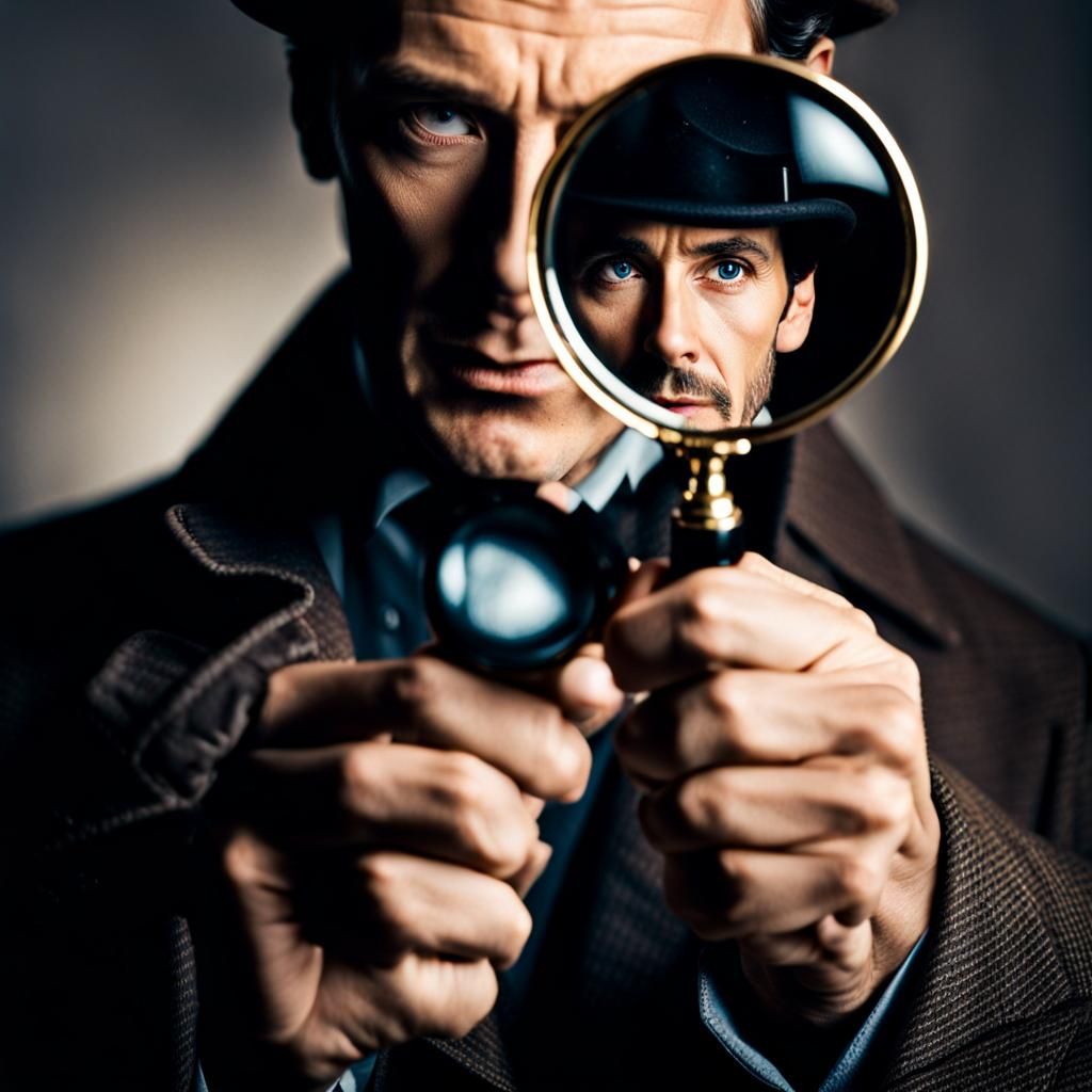 Sherlock Holmes Close-Up with Magnifying Glass