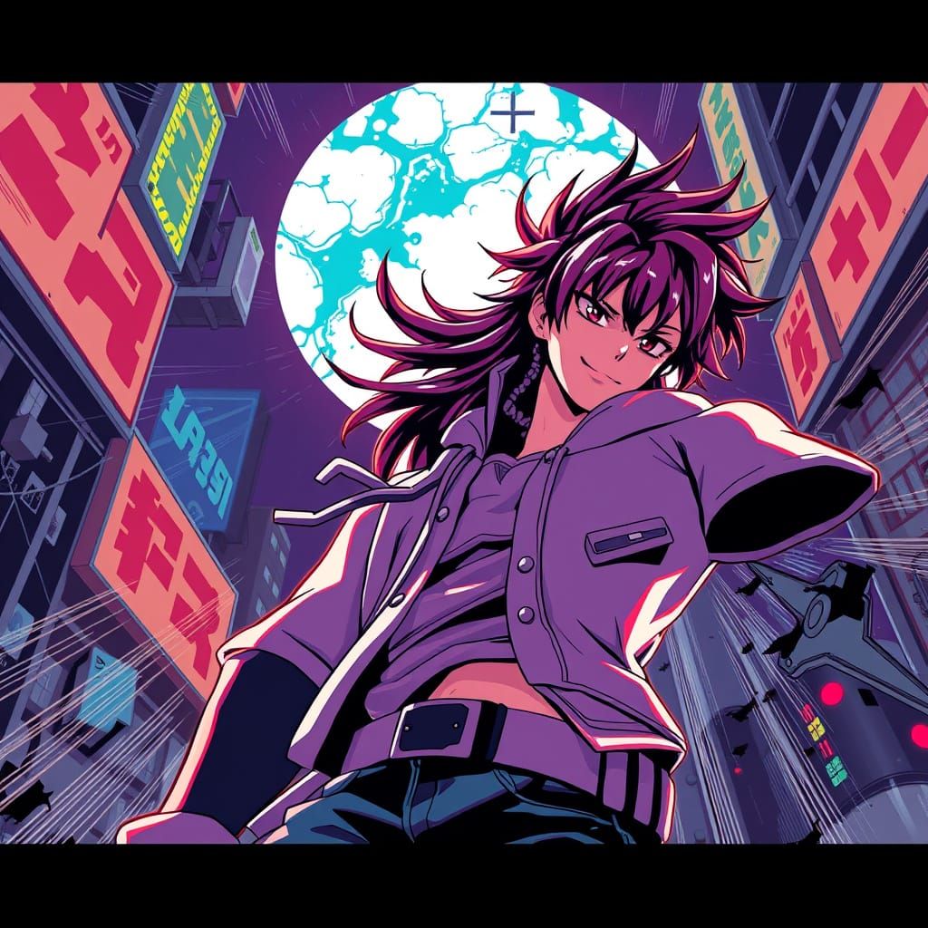 Vibrant Anime Scene with Dynamic Energy