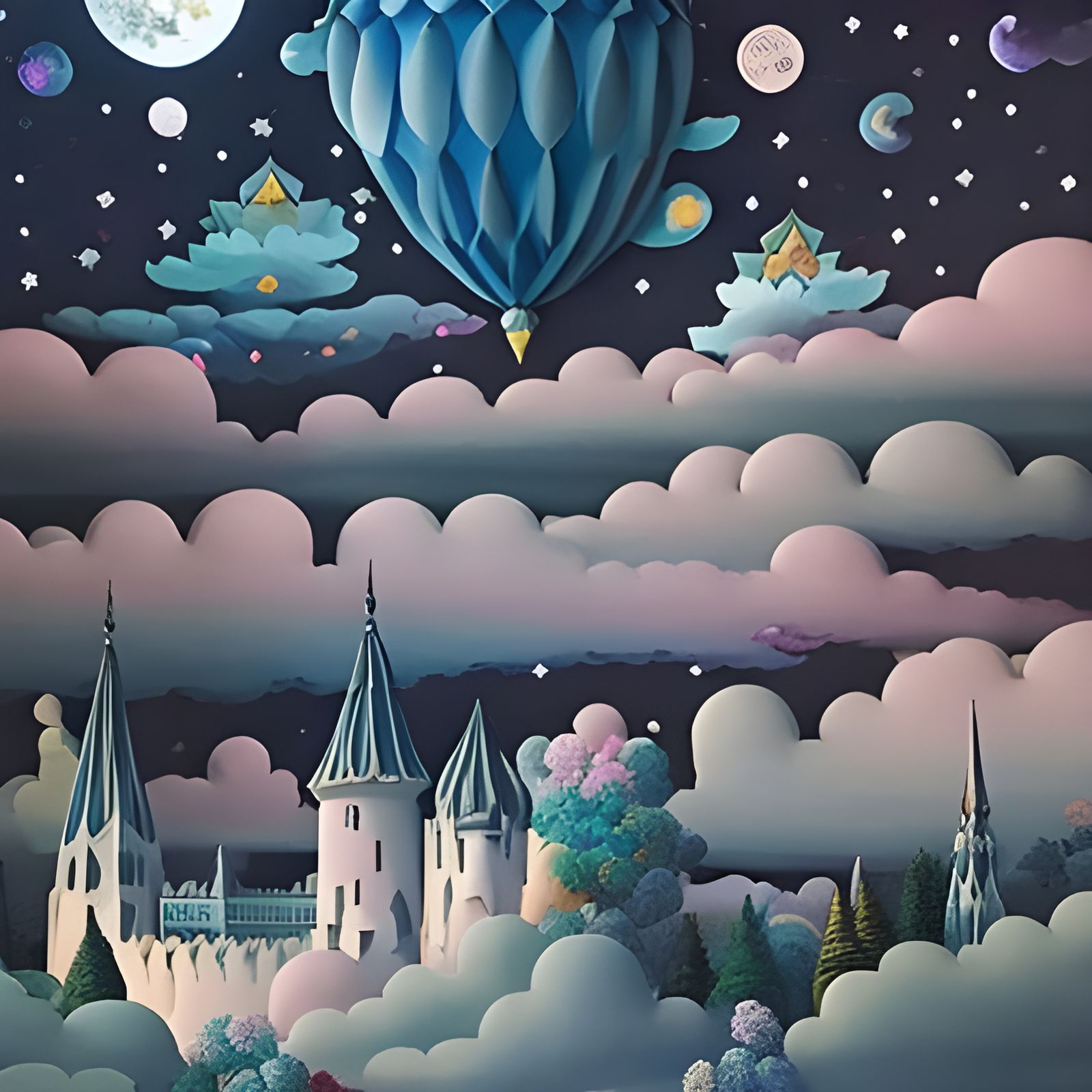 Yggdrasil Paper Sculpture Shadowbox with Dynamic Starry Sky