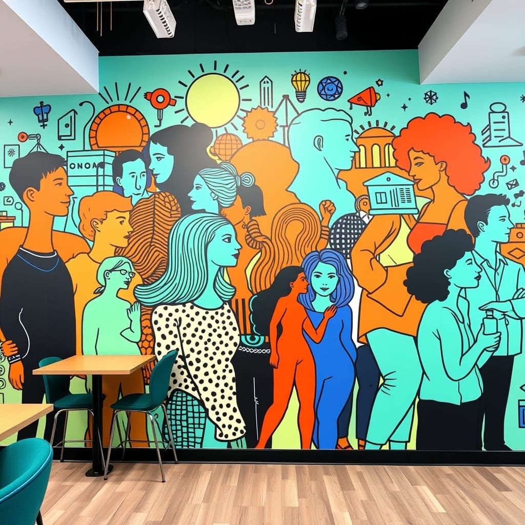 Diverse Collaborators Unite in Vibrant Mural