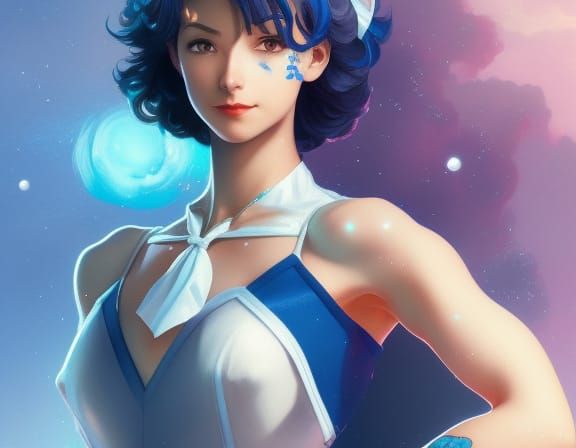 Sailor Mercury Portrait in Hyperdetailed Digital Art