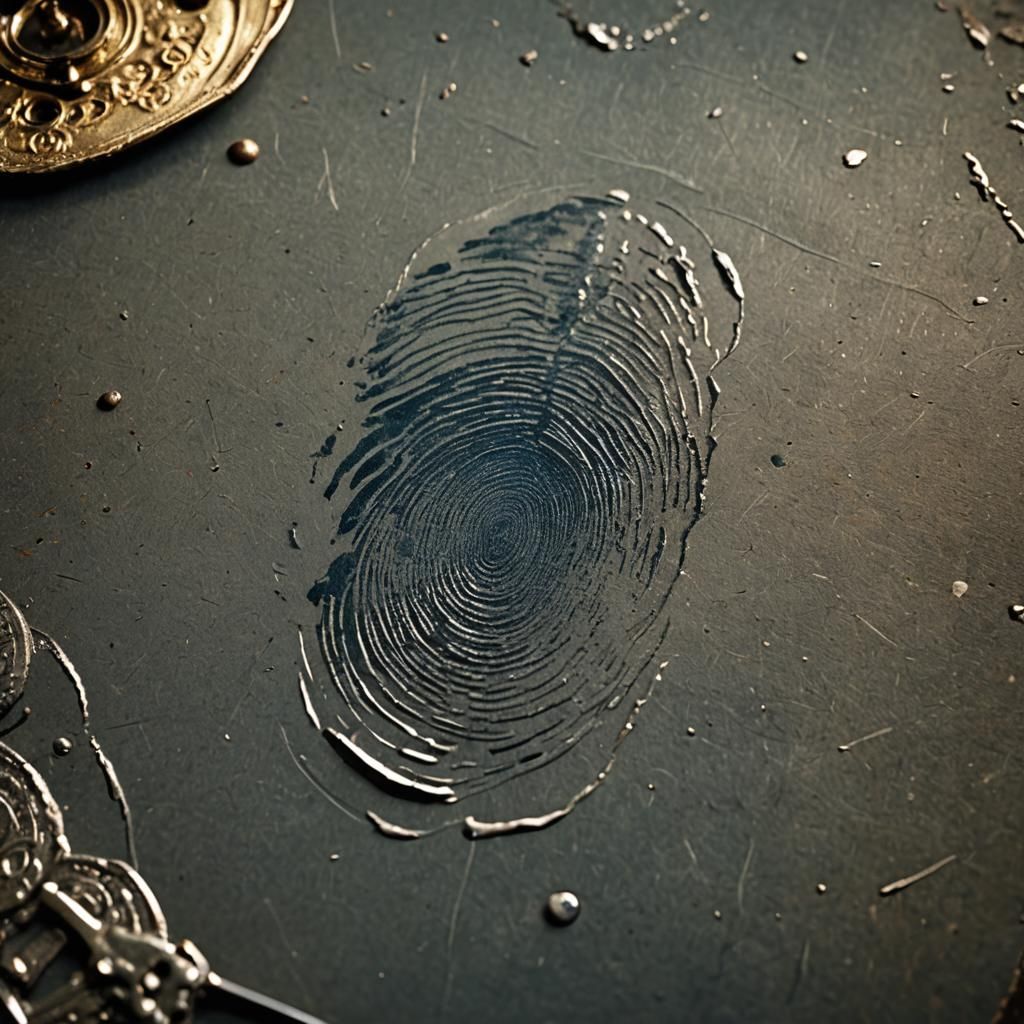 Fingerprint on Microscope Slide, Detailed Digital Painting