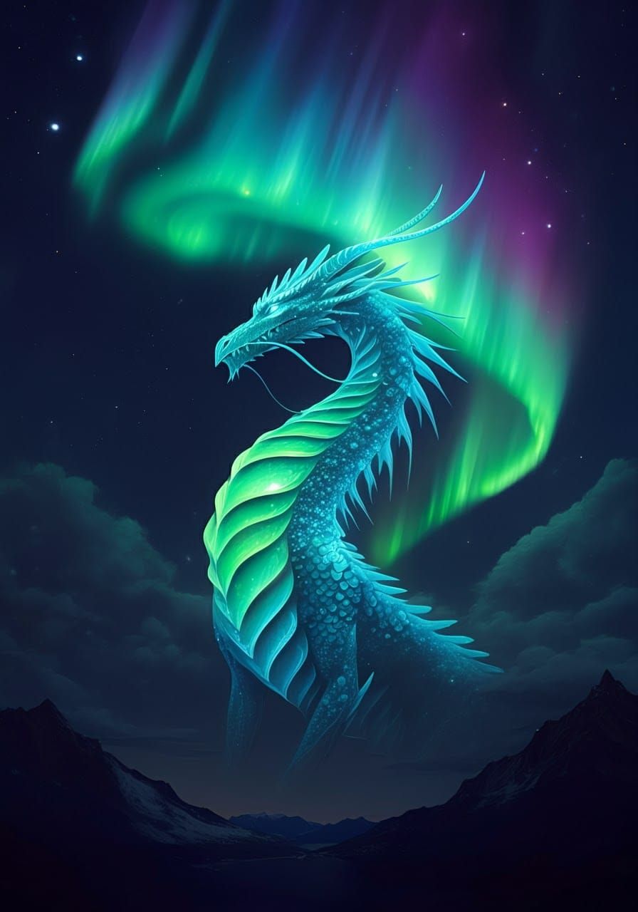 Aurora Borealis Dragon in Ethereal Style