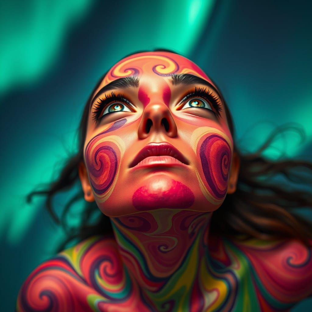 Aurora Goddess, Drenched in Whirling Colors