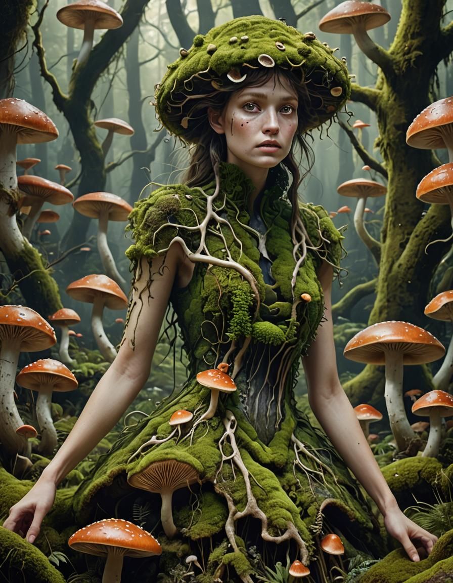 Enchanted Forest Bio Art: Leech in Moss Dress