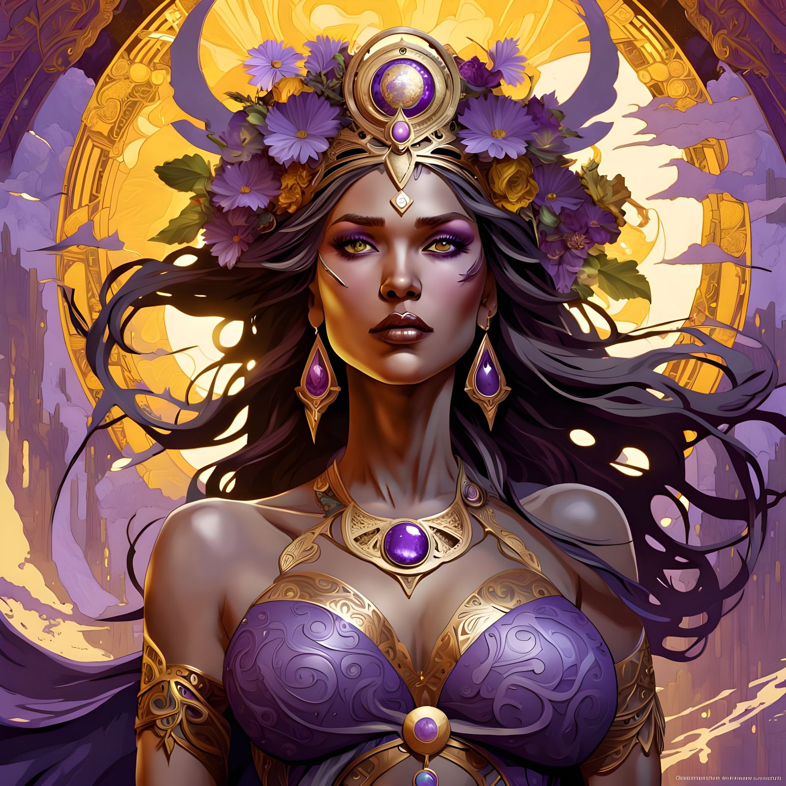 Powerful Earth Goddess in Dark Fantasy Style