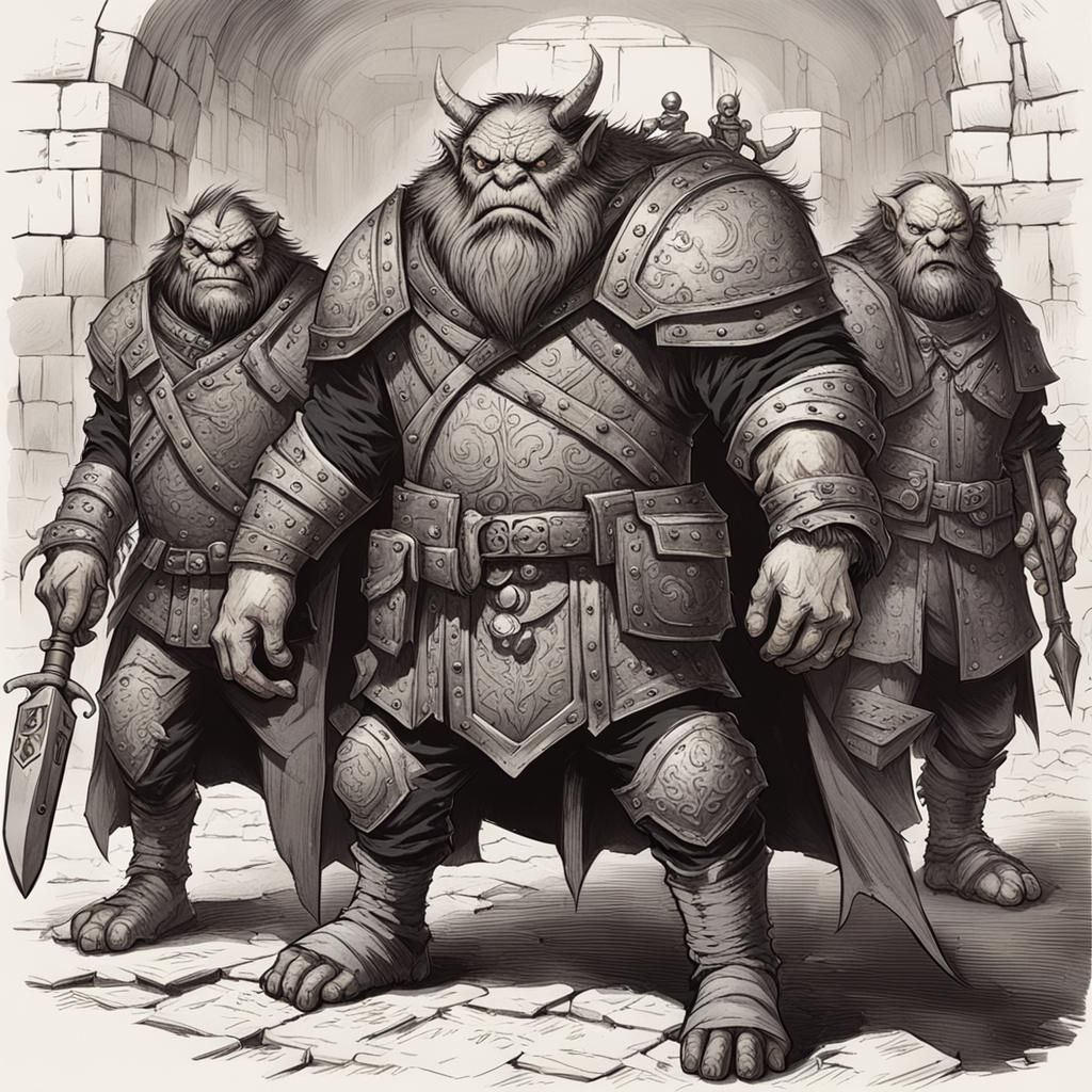 Bugbear in Suit with Halfling Security, Middle Ages