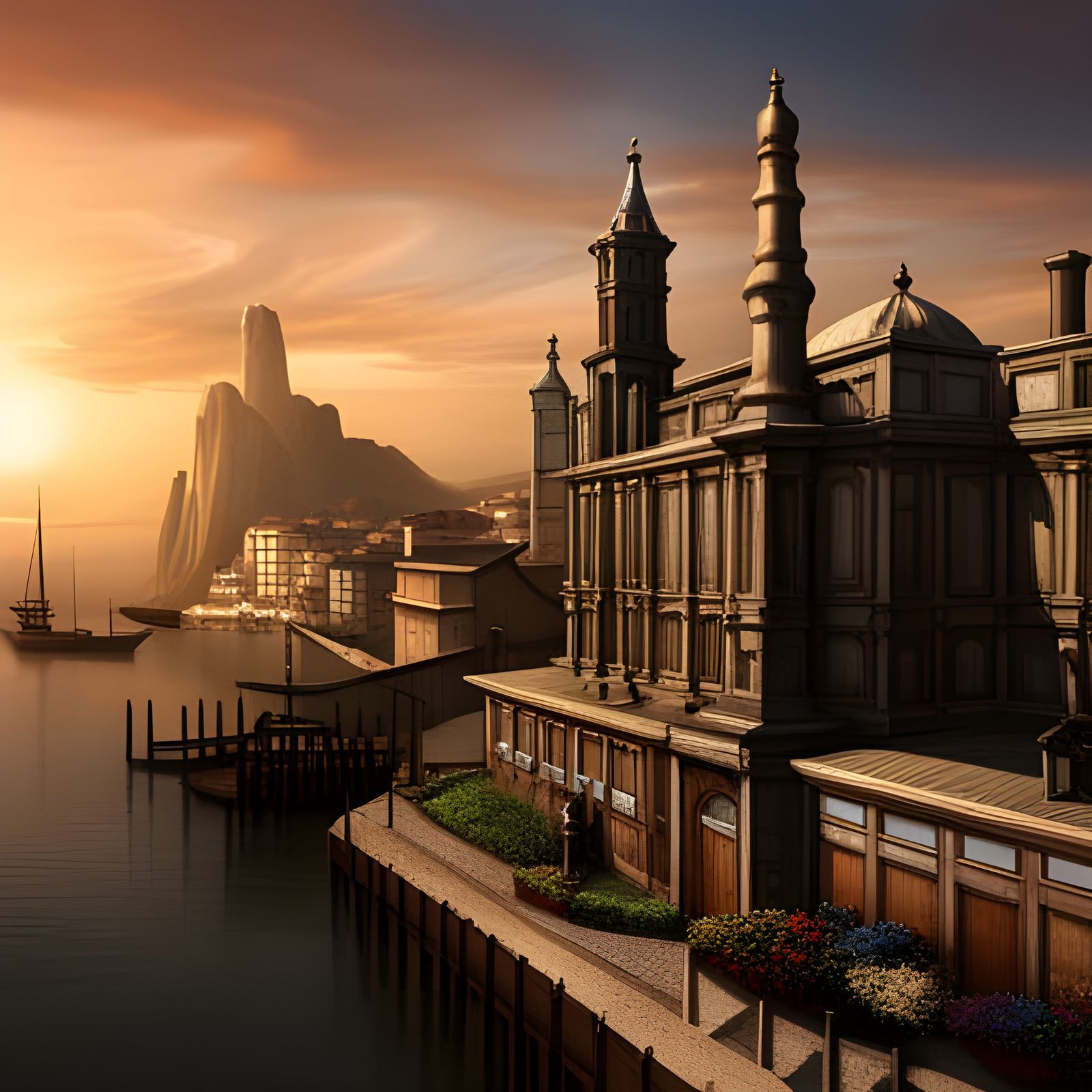 Portuga: Hyperrealistic Seaside City Concept Art