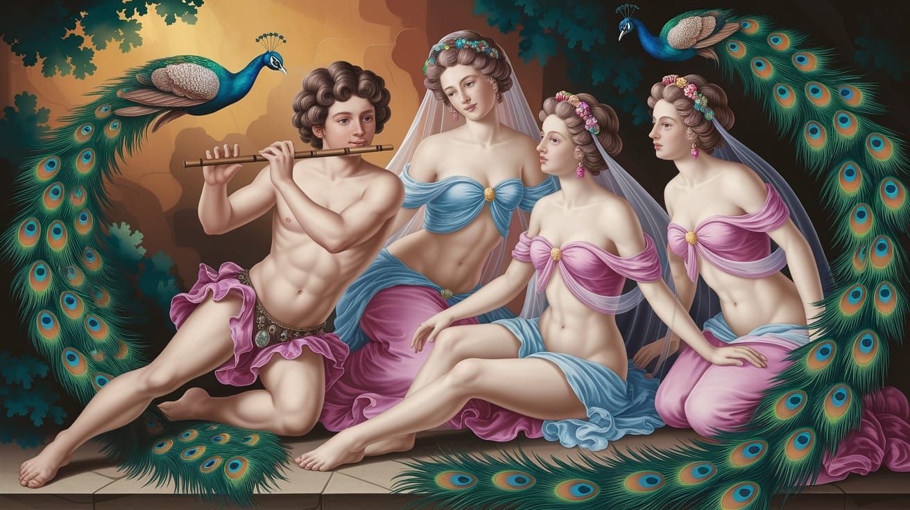Satyr's Rococo Serenade with the Three Graces