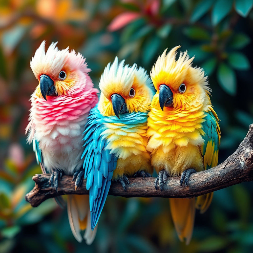 Colorful Cockatoos in Splash Art Style