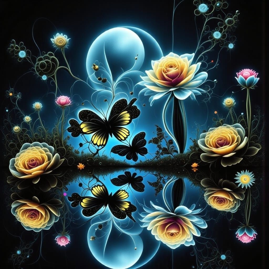 Cyborg Garden in Lunar Light