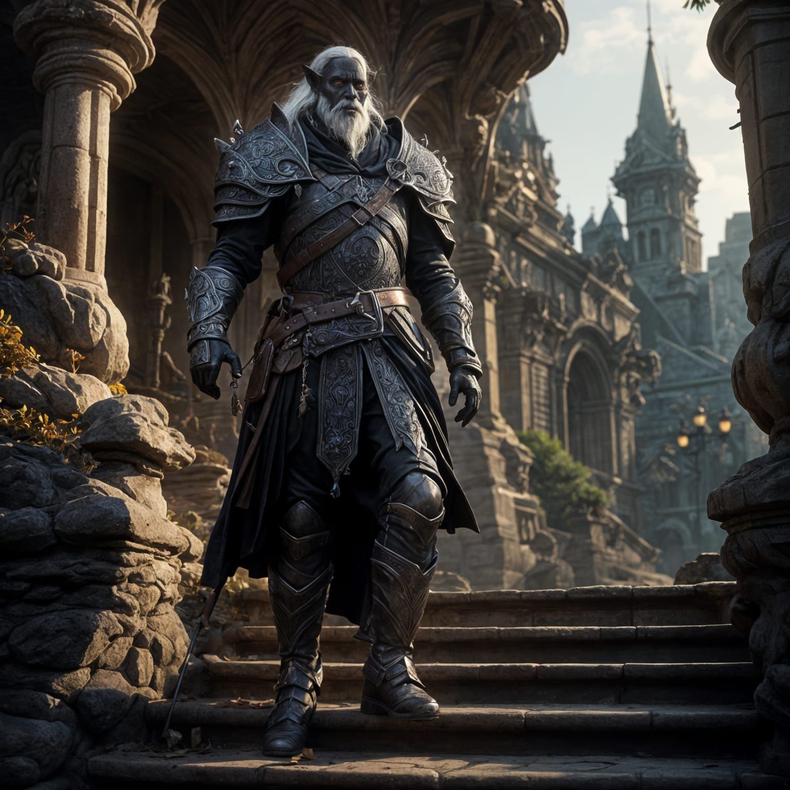 Smug Drow Bureaucrat on Town Hall Steps