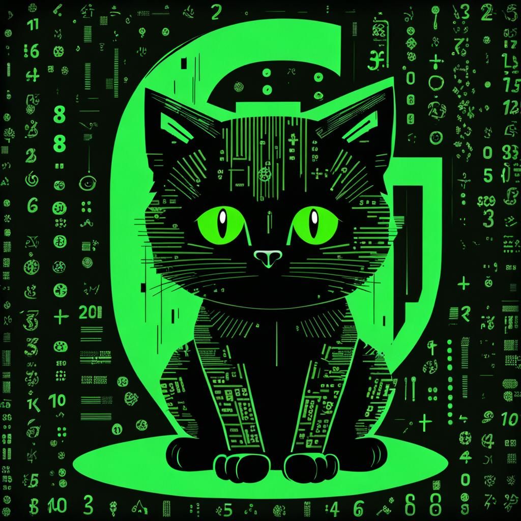 Matrix Kitten: Green Code in Sci-Fi Art
