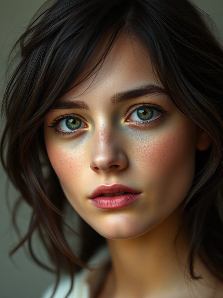 Renaissance Portrait of Woman with Emerald Eyes