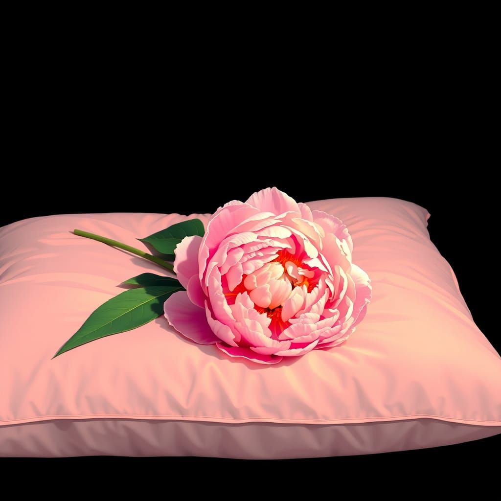 Pop Art Peony on Pillow in Digital Screen Print