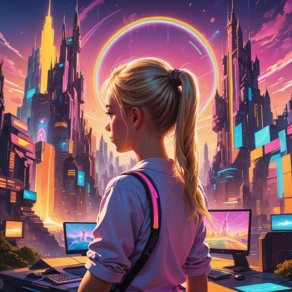 Magical City Portal Appears on Computer Screen