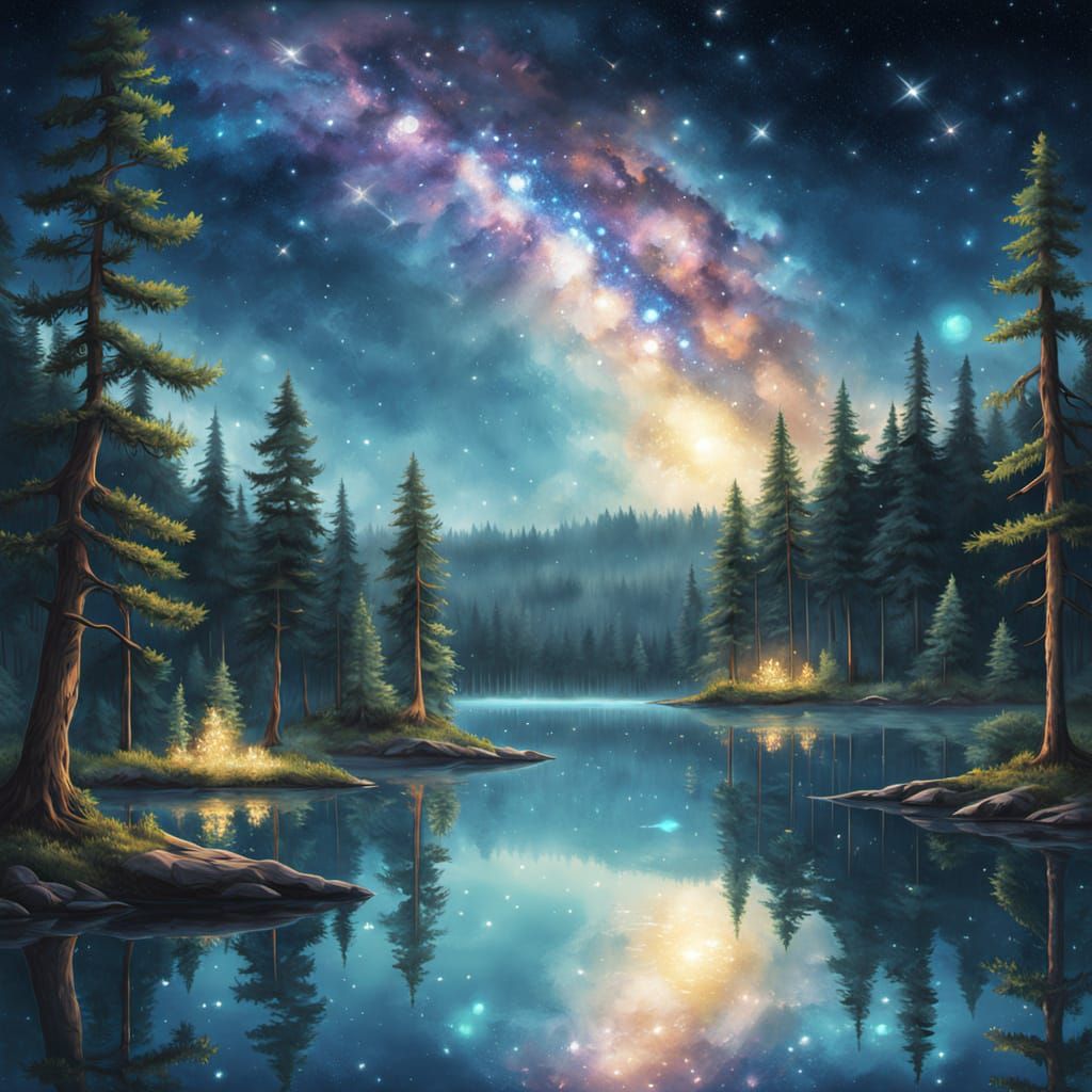 Milky Way Reflection Over Crystal Lake