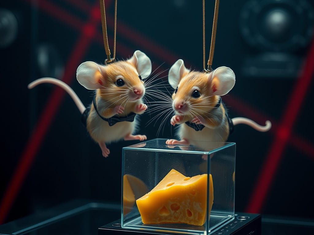 Cute Mission Impossible Mice Defy Gravity in Futuristic Sett...