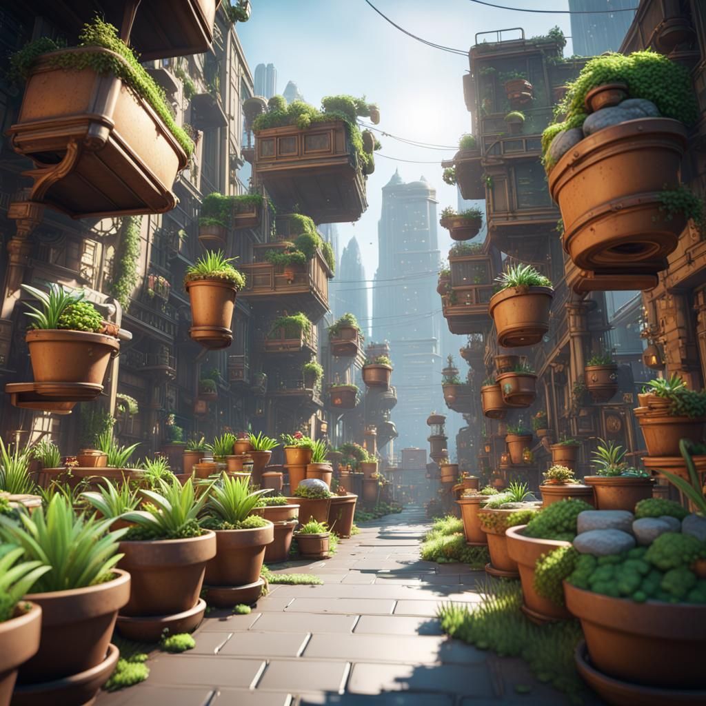 Plantpot City: 3D Game Cinematic Render