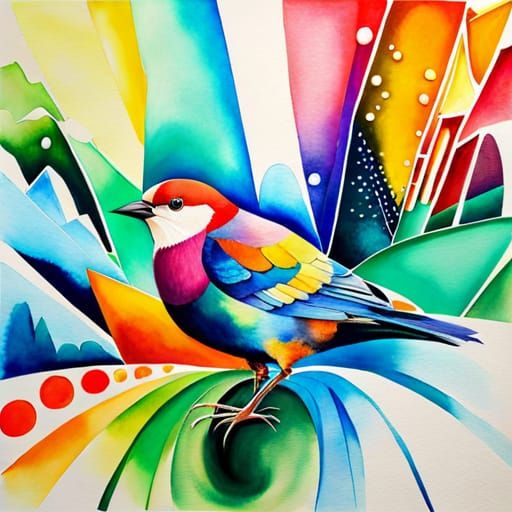 Bird's Eye View: Music in Watercolor Art Deco Style