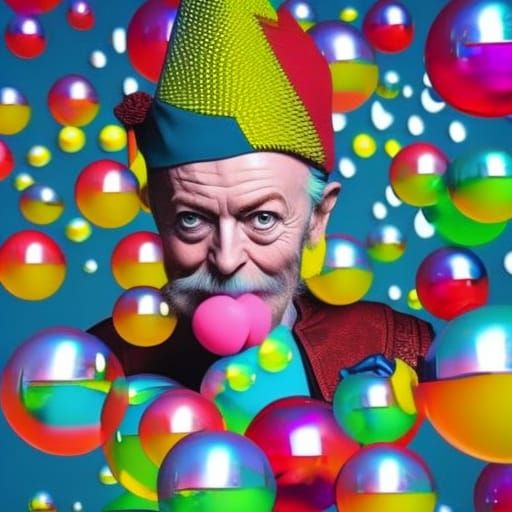 Happy Gnome Blowing Bubbles with David Bowie II