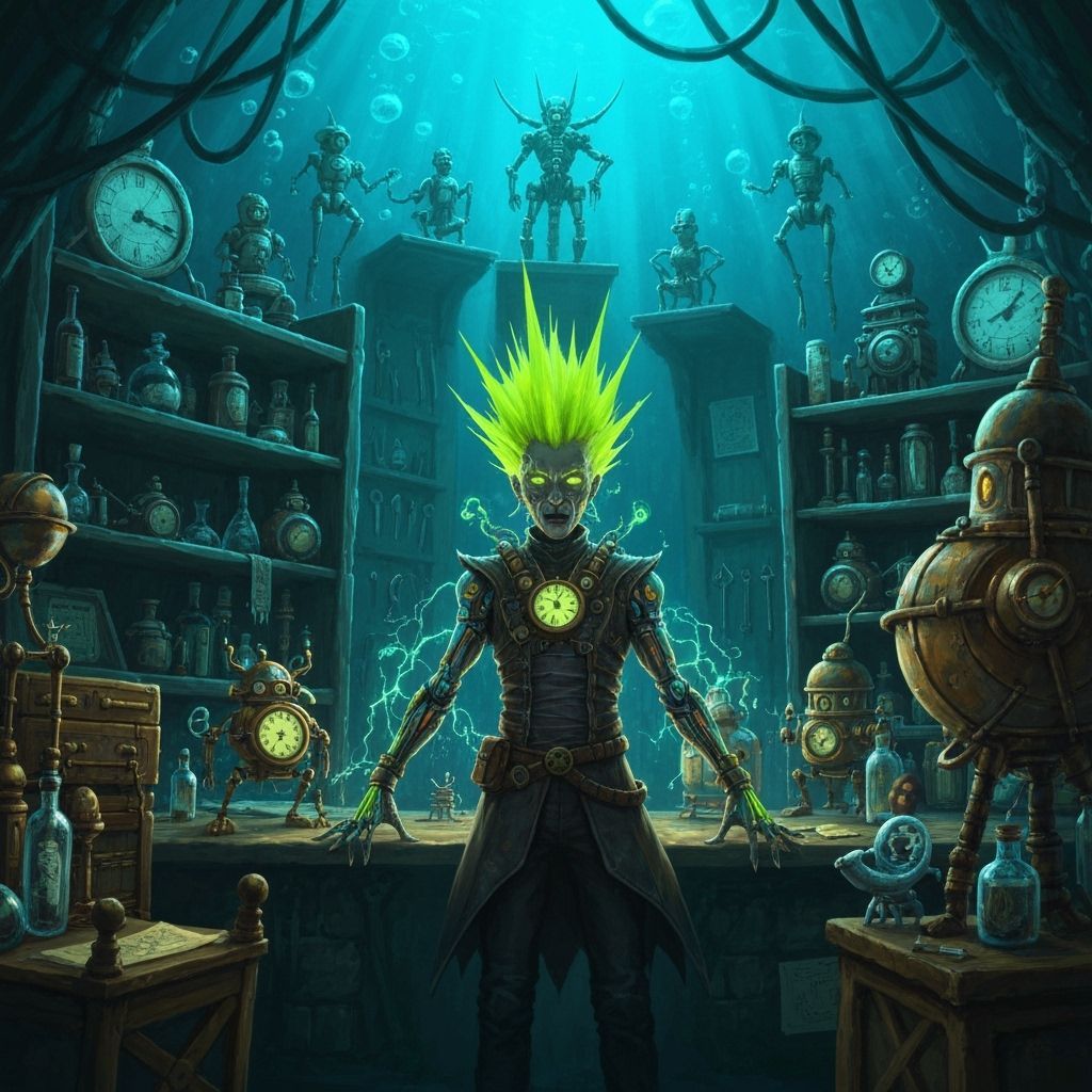 Gothic Artificer in Bioluminescent Underwater Laboratory