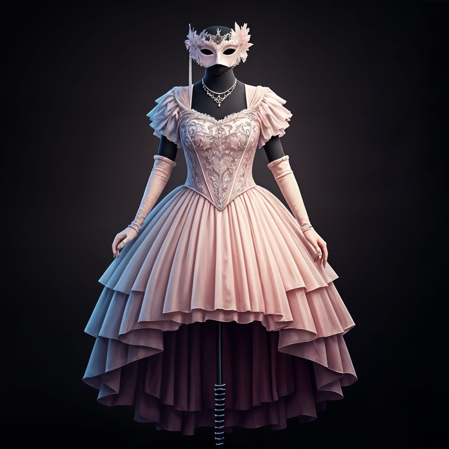 Elegant Fantasy Masquerade Gown in Pastel Hues