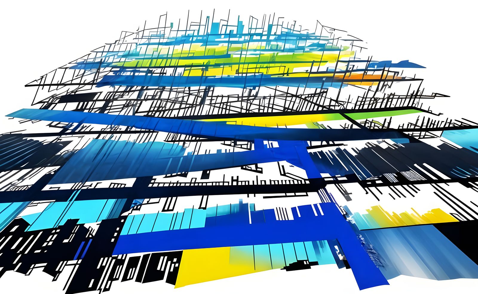 Abstract Futuristic Cityscape in Colorfield Style