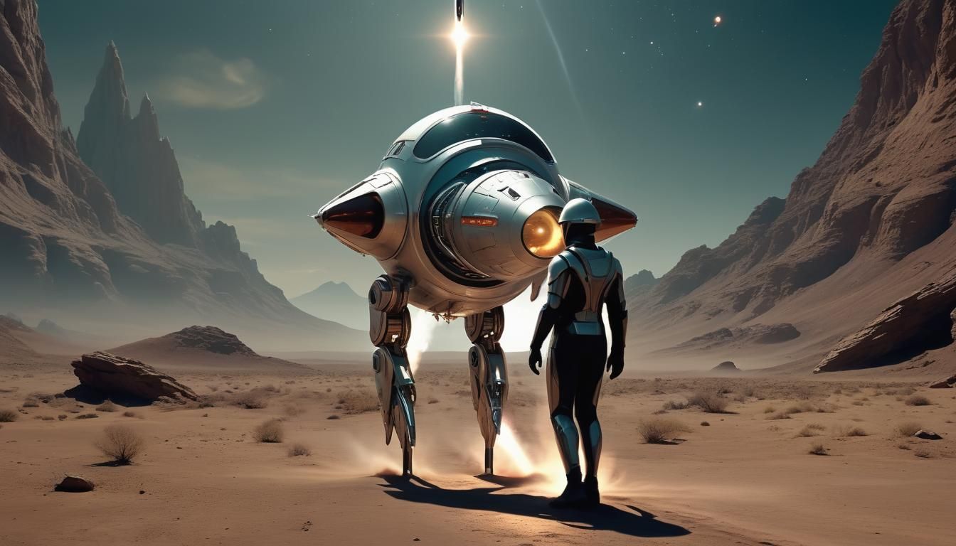 Retro-Futuristic Sci-Fi Mystery Scene