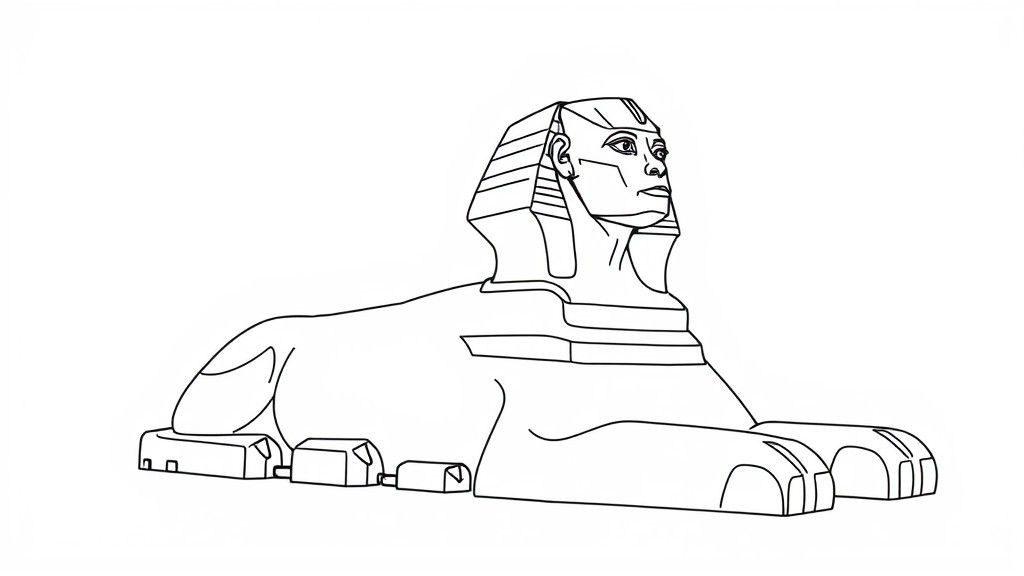 Isometric Line Art: The Sphinx of Giza
