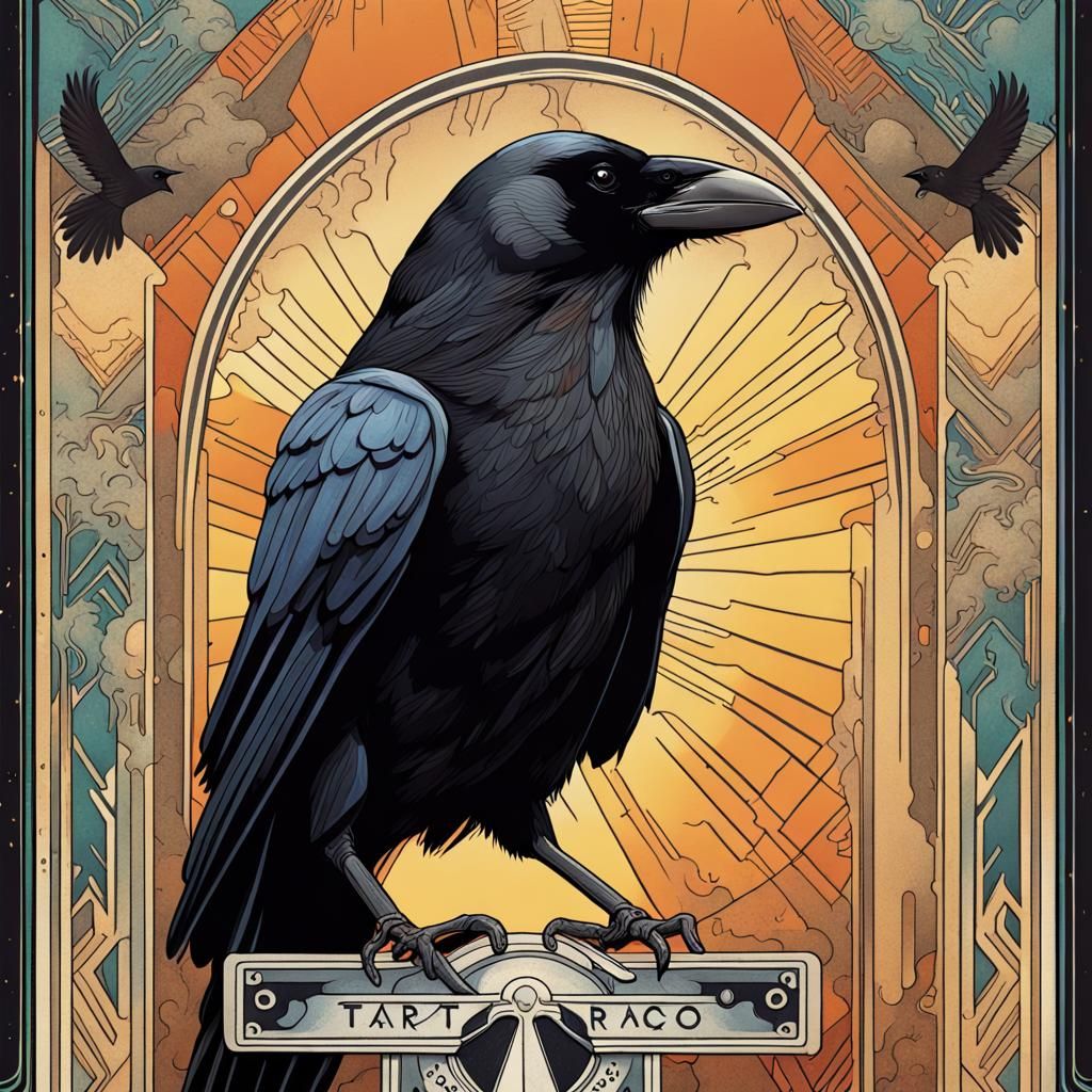 Art Deco Tarot Card: The Crow