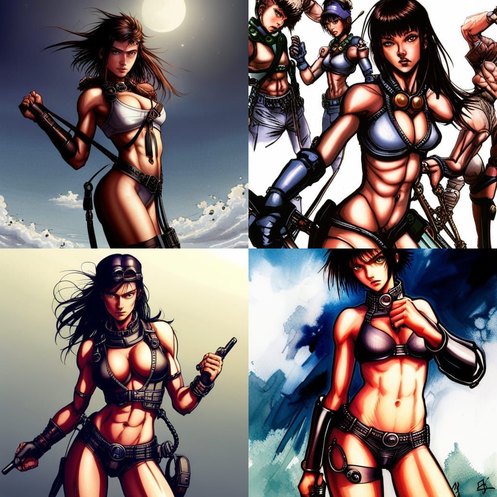 Female Warrior in Edgy Style, Digital Art