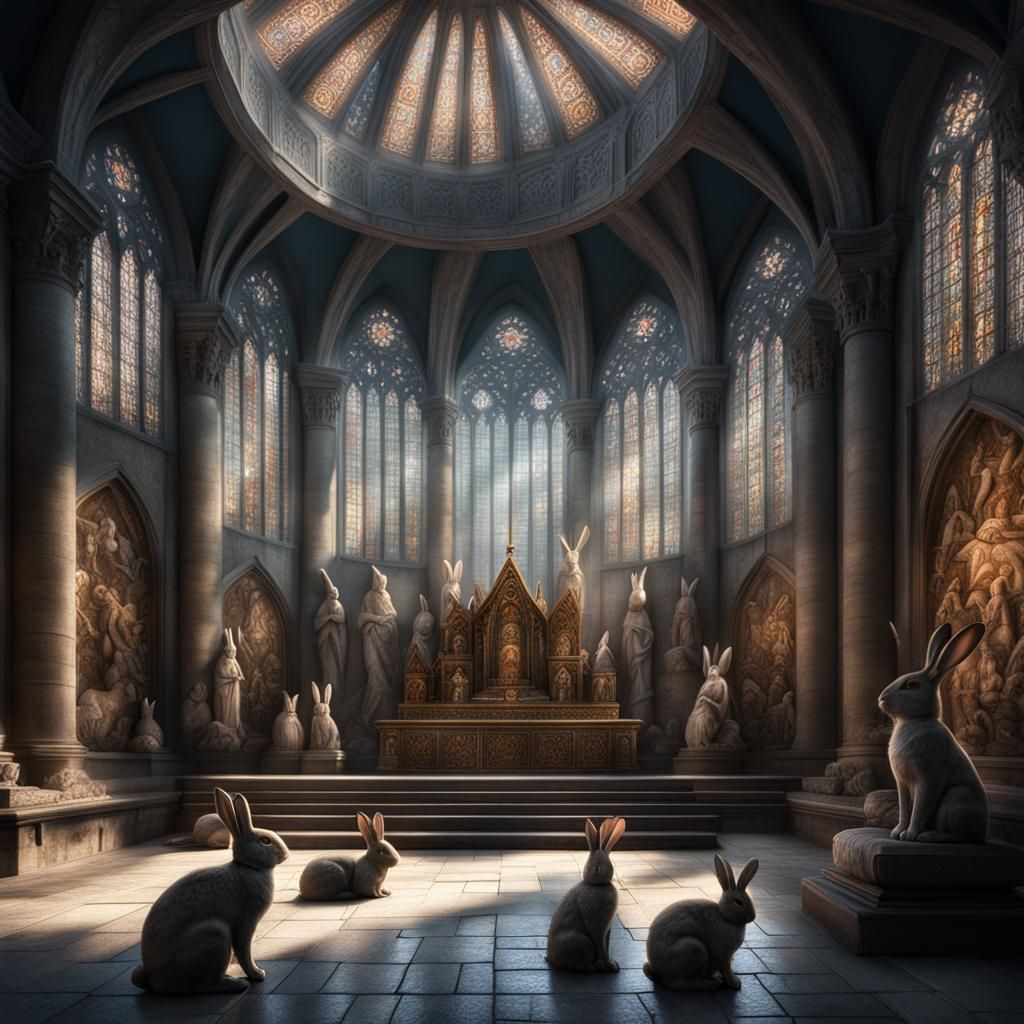 Rabbit Temple with Iconography in Digital Painting