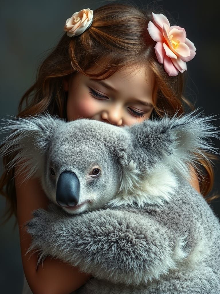 Girl and Koala: Fantasy Art in Lee Bogle Style