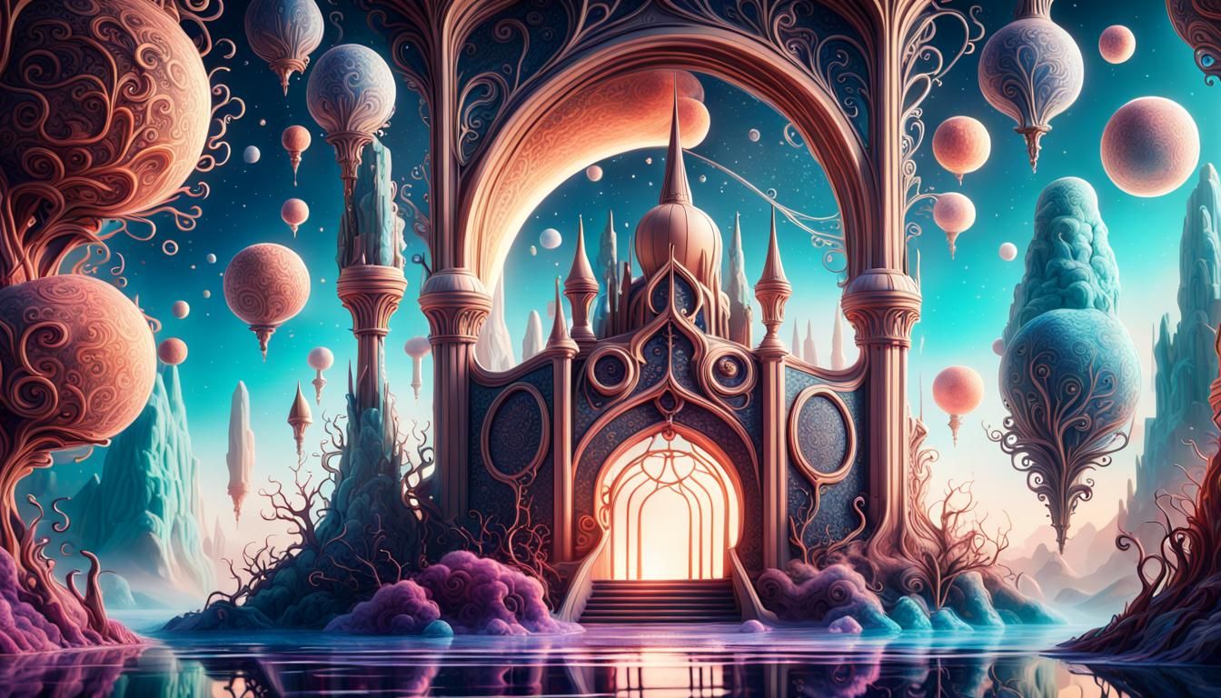 Whimsical Dreamscape Spacescape in Detailed Matte Painting