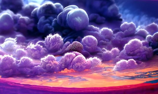Colorful Ethereal Cloudscape in Golden Hour Light