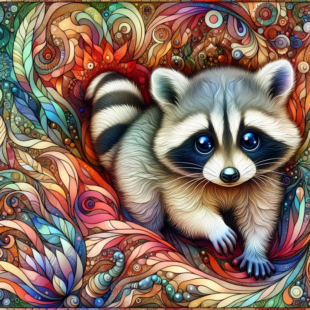 Enchanting Baby Raccoon's Whimsical Adventure