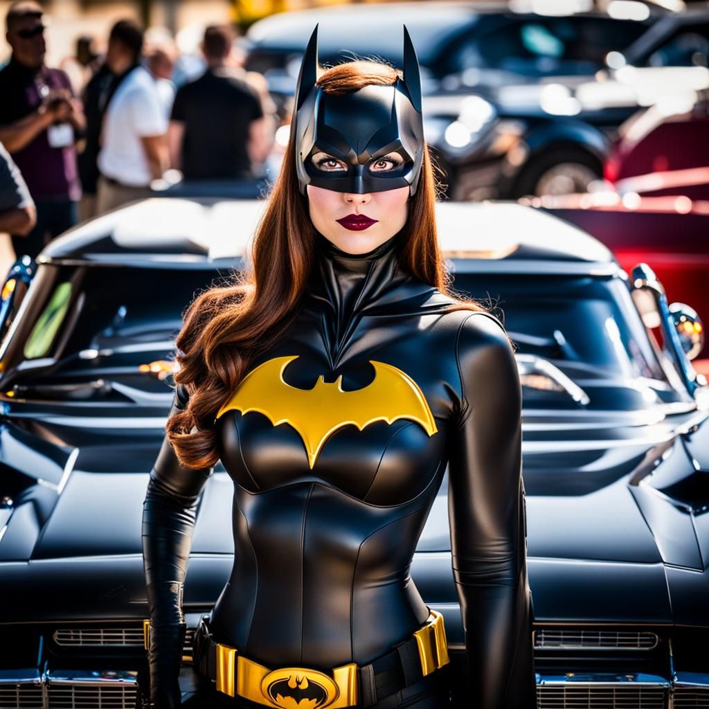 Batgirl and Batmobile at Custom Car Show