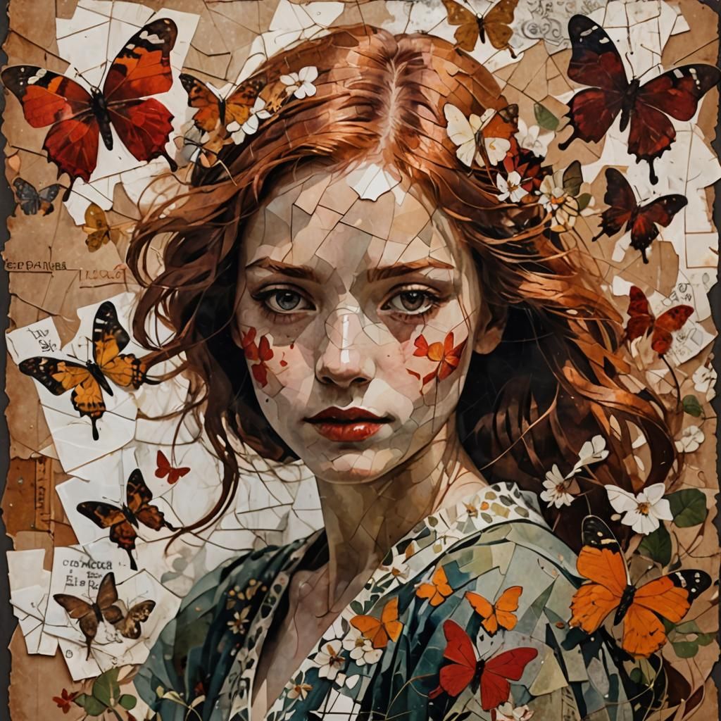 Ethereal Maiden Portrait in Double Exposure Style