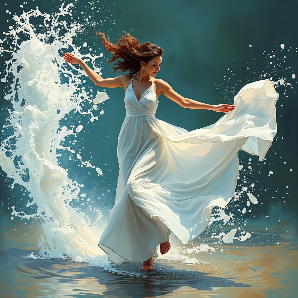 Ethereal Aquatic Dancer in a Futuristic Dream
