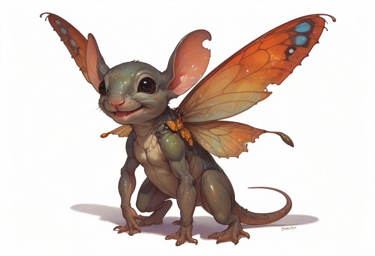 Whimsical Fantasy Creature in Sunny Forest Glade