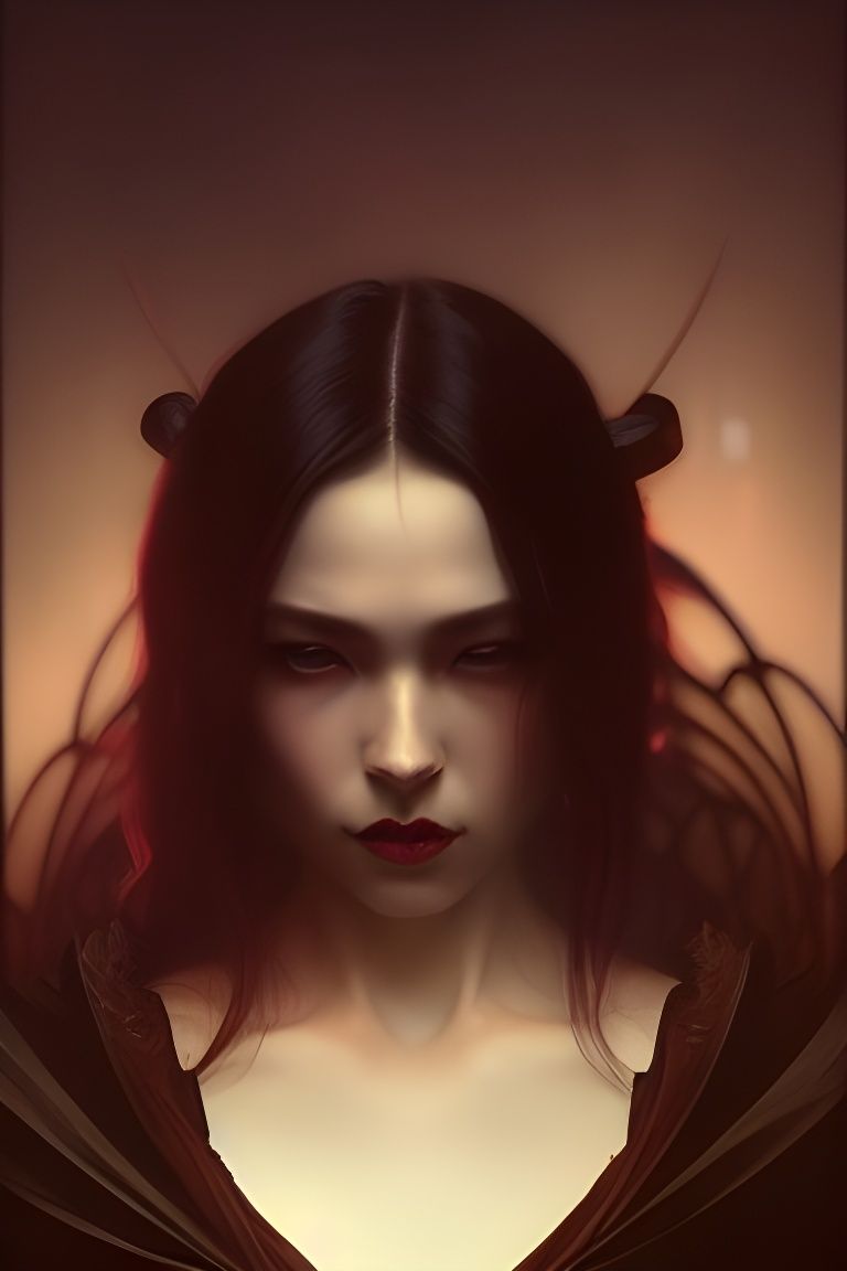 Sinister Villainess Portrait in Watercolor Style